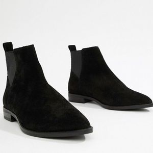 Asos Black Suede Pointed Ankle Boots
